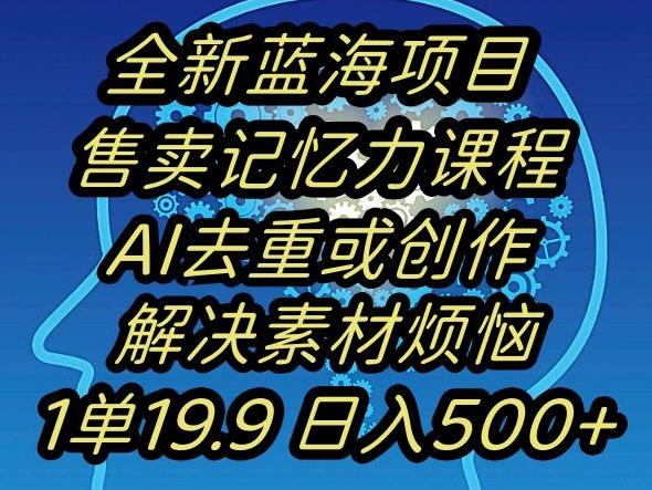 蓝海项目记忆力提升，AI去重，一单19.9日入500+【揭秘】-AI网创