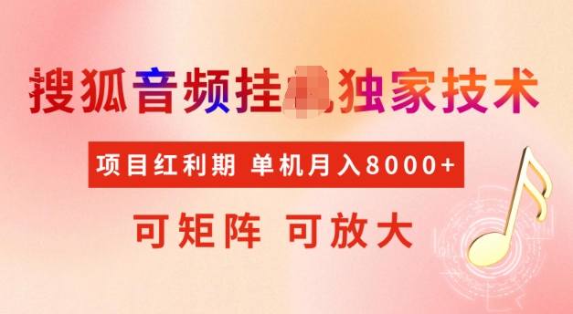 首发搜狐音频挂JI，项目红利期，可矩阵可放大，稳定月入5k【揭秘】-AI网创