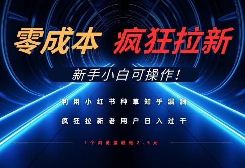 利用小红书种草知乎漏洞，零成本疯狂拉新日入数张，新手小白可操作-AI网创