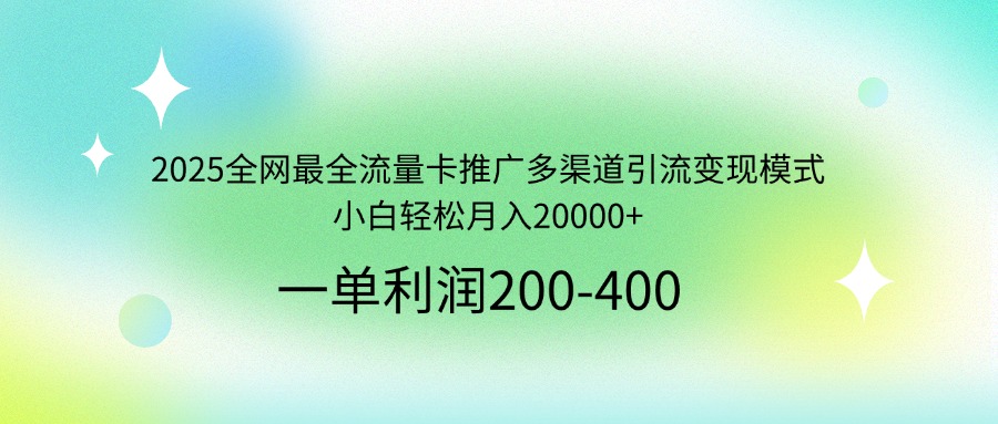 2025全网最全流量卡推广多渠道引流变现模式，小白轻松月入20000+-AI网创