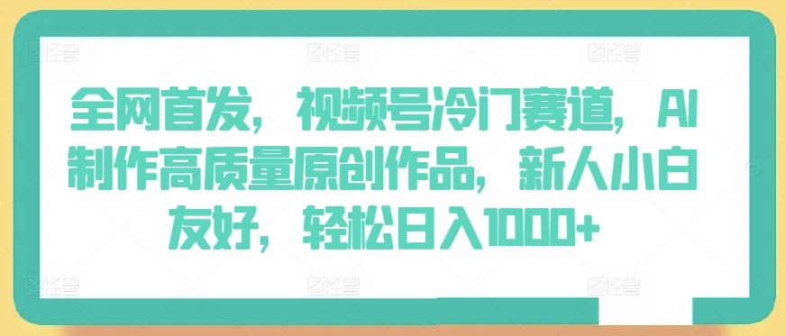 全网首发，视频号冷门赛道，AI制作高质量原创作品，新人小白友好，轻松日入1000+【揭秘】-AI网创