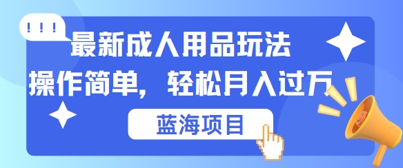 最新成人用品项目玩法，操作简单，动动手，轻松日入几张【揭秘】-AI网创