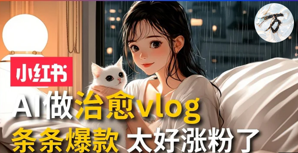 AI治愈系vlog动画视频，小红书1个月轻松涨粉破万，商单报价1500+日入2000+-AI网创