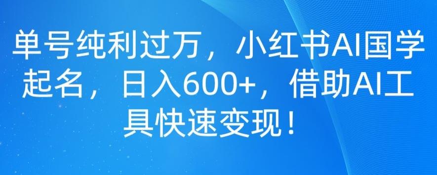 单号纯利过万，小红书AI国学起名，日入600+，借助AI工具快速变现-AI网创