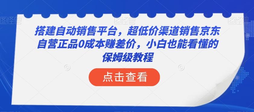 搭建自动销售平台，超低价渠道销售京东自营正品0成本赚差价，小白也能看懂的保姆级教程【揭秘】-AI网创