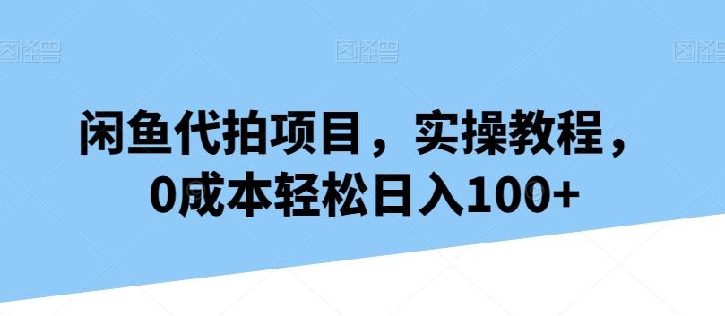 闲鱼代拍项目，实操教程，0成本轻松日入100+-AI网创