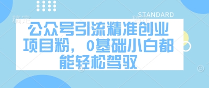 公众号引流精准创业项目粉，0基础小白都能轻松驾驭-AI网创