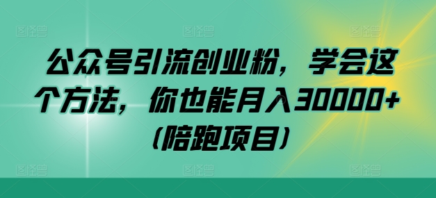 公众号引流创业粉，学会这个方法，你也能月入30000+ (陪跑项目)-AI网创