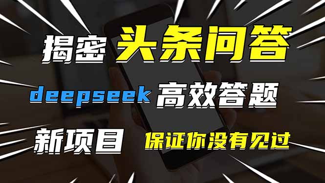 头条问答，刚出的新玩法！保证你没见过！用DeepSeek去高效答题，一个账…-AI网创