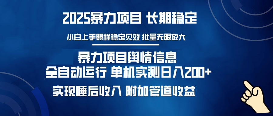 暴力项目舆情信息：多平台全自动运行 单机日入200+ 实现睡后收入-AI网创