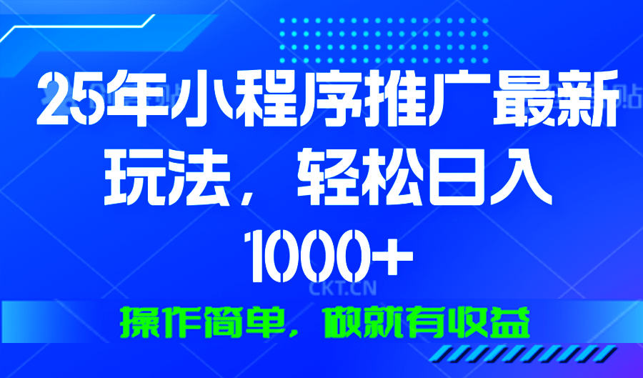 25年微信小程序推广最新玩法，轻松日入1000+，操作简单 做就有收益-AI网创