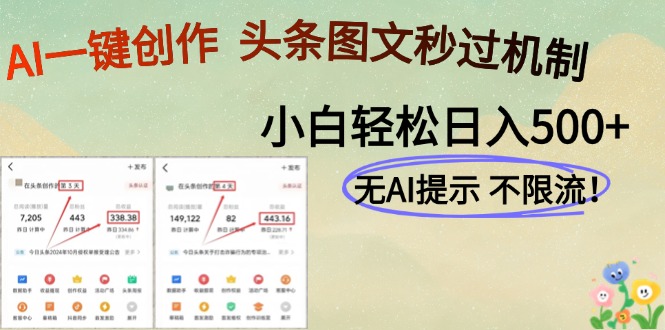 AI黑科技一键创作，头条图文轻松日入500+-AI网创