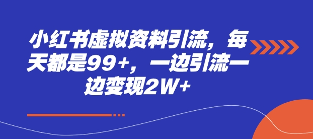 小红书虚拟资料引流，每天都是99+，一边引流一边变现2W+-AI网创