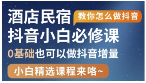 抖音本地生活酒店民宿运营，0基础也可以做抖音增量-AI网创