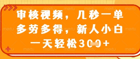 视频审核员，几秒一单，不限时间，不限地点，多做多得，新人小白一天轻松几张+【揭秘】-AI网创