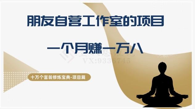 十万个富翁修炼宝典之16.朋友自营工作室的项目，一个月赚一万八-AI网创