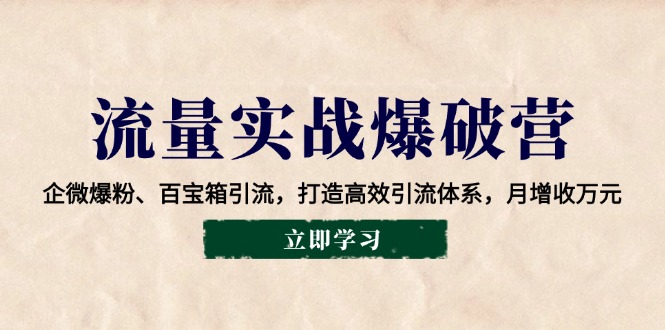 流量实战爆破营：企微爆粉、百宝箱引流，打造高效引流体系，月增收万元-AI网创