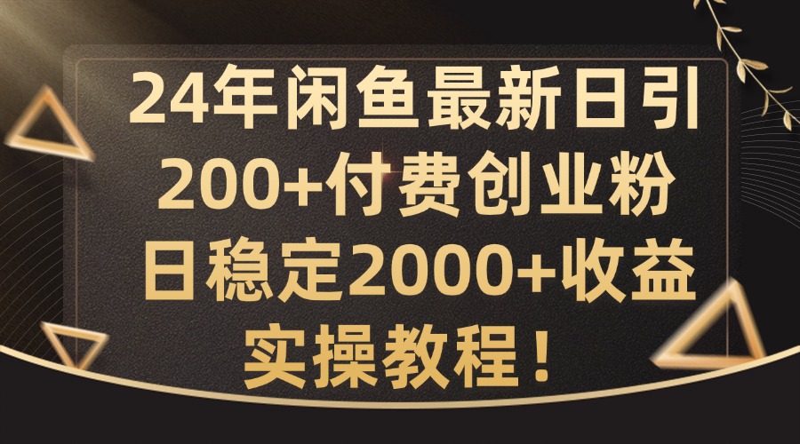 24年闲鱼最新日引200+付费创业粉日稳2000+收益，实操教程【揭秘】-AI网创