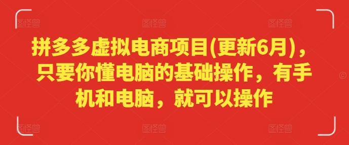 拼多多虚拟电商项目(更新6月)，只要你懂电脑的基础操作，有手机和电脑，就可以操作-AI网创