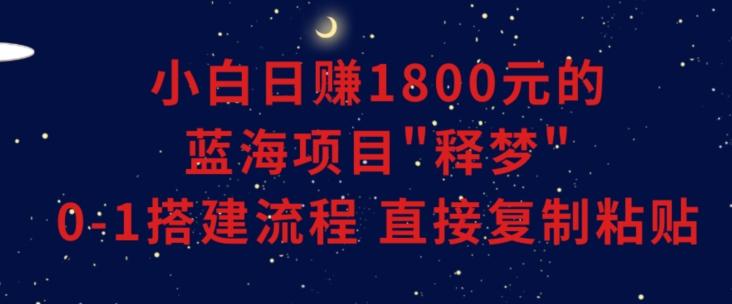小白能日赚1800元的蓝海项目”释梦”0-1搭建流程可直接复制粘贴长期做【揭秘】-AI网创