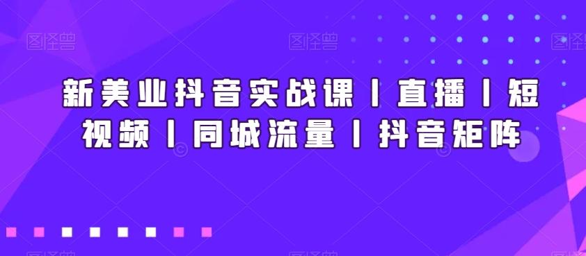 新美业抖音实战课丨直播丨短视频丨同城流量丨抖音矩阵-AI网创