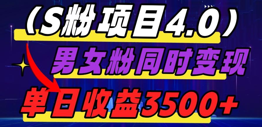 S粉项目4.0，男女粉通吃，男女粉同时变现，单日收益3500+-AI网创