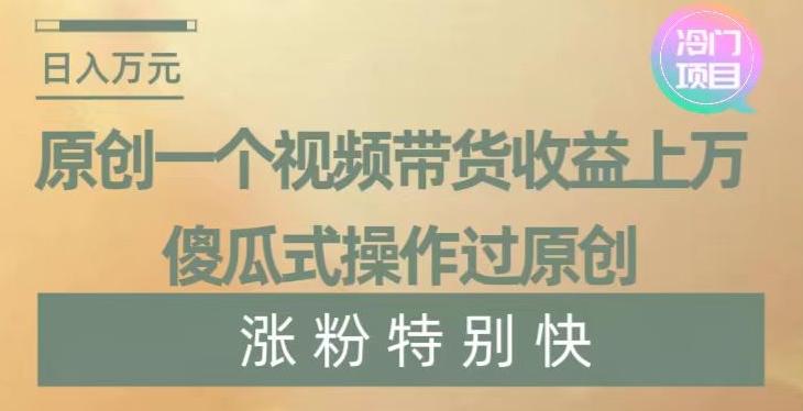 原创一个视频带货收益上万，傻瓜式操作过原创，几分钟做一个视频涨粉特别快【揭秘】-AI网创