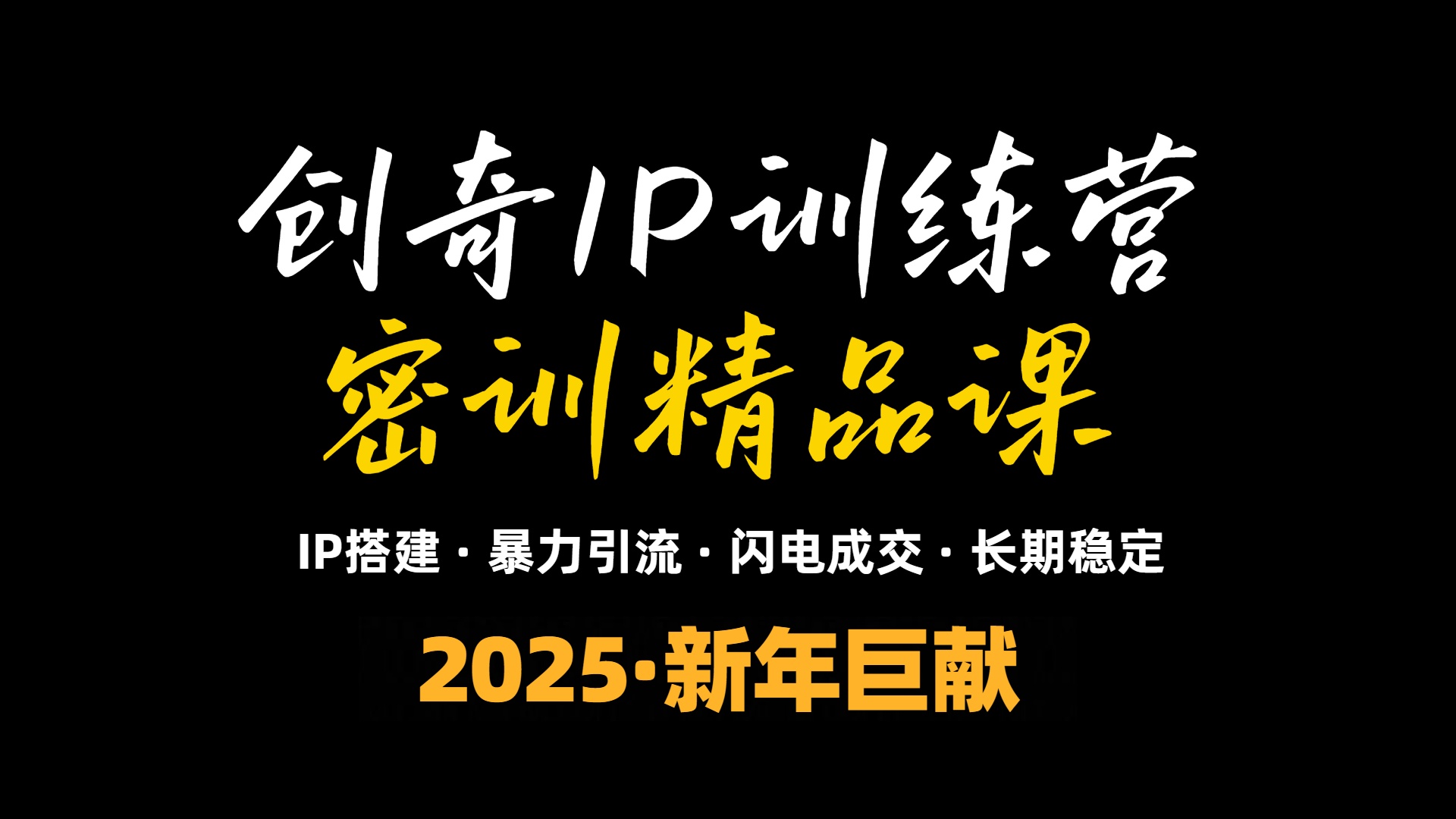 2025年“知识付费IP训练营”小白避坑年赚百万，暴力引流，闪电成交-AI网创