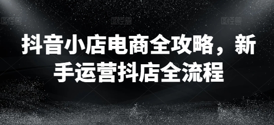 抖音小店电商全攻略，新手运营抖店全流程-AI网创
