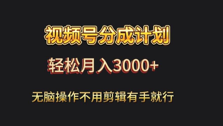 视频号流量分成，不用剪辑，有手就行，轻松月入2000+-AI网创