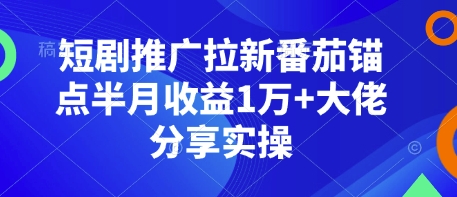 短剧推广拉新番茄锚点半月收益1万+大佬分享实操-AI网创