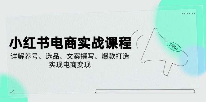 小红书电商实战课程，详解养号、选品、文案撰写、爆款打造，实现电商变现-AI网创
