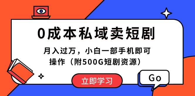 0成本私域卖短剧，月入过万，小白一部手机即可操作(附500G短剧资源-AI网创