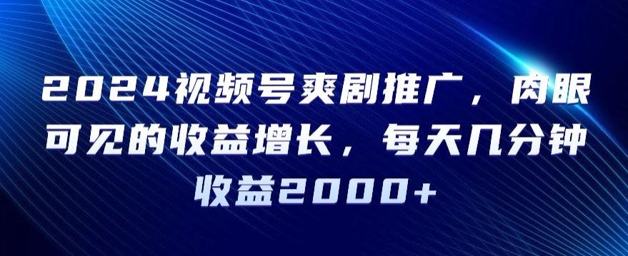 2024视频号爽剧推广，肉眼可见的收益增长，每天几分钟收益2000+【揭秘】-AI网创