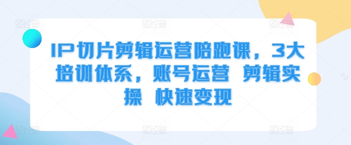 IP切片剪辑运营陪跑课，3大培训体系，账号运营 剪辑实操 快速变现-AI网创