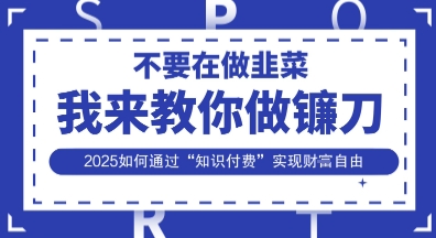 韭菜生涯终结者，我来教你做镰刀，2025如何通过“知识付费”实现财F自由【揭秘】-AI网创