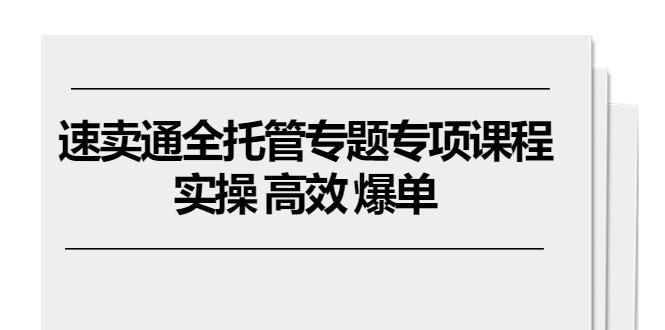 速卖通 全托管专题专项课程，实操 高效 爆单(11节课-AI网创