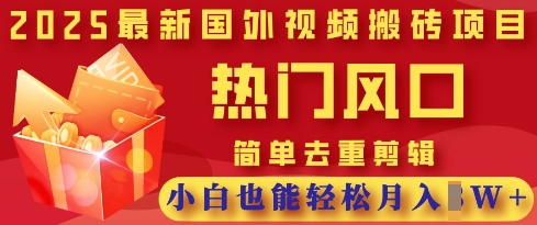 2025最新视频搬砖项目，热门风口，简单去重剪辑，小白也能轻松月入过W-AI网创