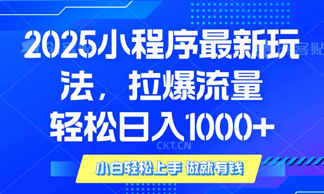 2025年小程序最新玩法，流量直接拉爆，单日稳定变现1000+-AI网创