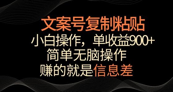 文案号掘金，简单复制粘贴，小白操作，单作品收益900+【揭秘】-AI网创