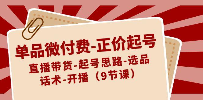 单品微付费正价起号：直播带货-起号思路-选品-话术-开播(9节课)-AI网创
