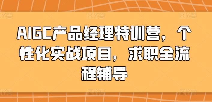 AIGC产品经理特训营，个性化实战项目，求职全流程辅导-AI网创