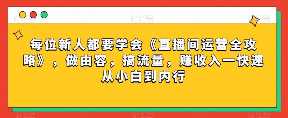每位新人都要学会《直播间运营全攻略》，做由容，搞流量，赚收入一快速从小白到内行-AI网创