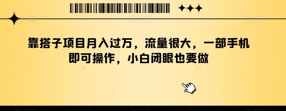 靠搭子项目月入过万，流量很大，一部手机即可操作，小白闭眼也要做-AI网创