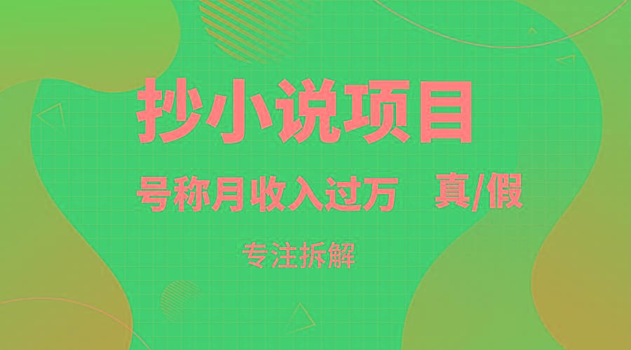 抄小说项目，号称月入过万，到底是否真实，能不能做，详细拆解-AI网创