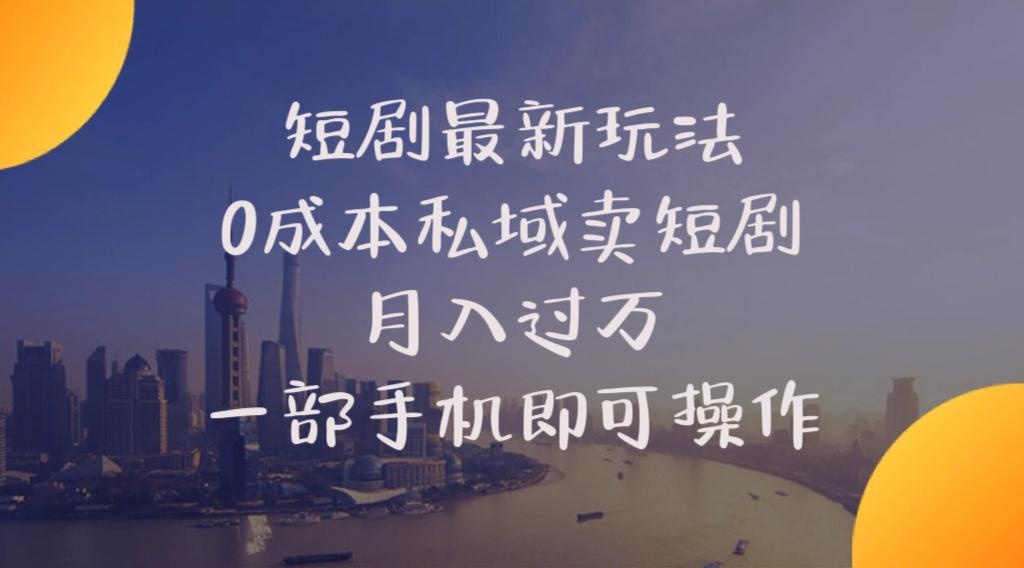 短剧最新玩法    0成本私域卖短剧     月入过万     一部手机即可操作-AI网创