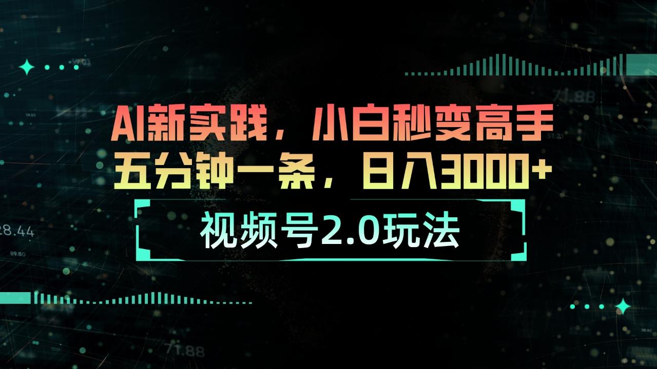 视频号2.0玩法 AI新实践，小白秒变高手五分钟一条，日入3000+-AI网创