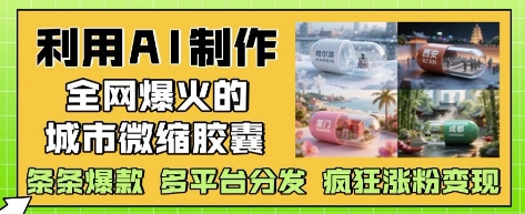 利用AI制作全网爆火的城市微缩胶囊，条条爆款， 多平台分发，疯狂涨粉变现-AI网创