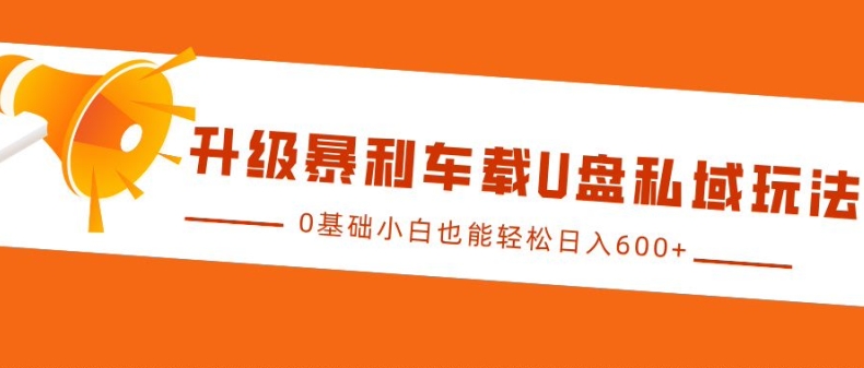 升级暴利车载U盘私域玩法，0基础小白也能轻松日入多张【揭秘】-AI网创