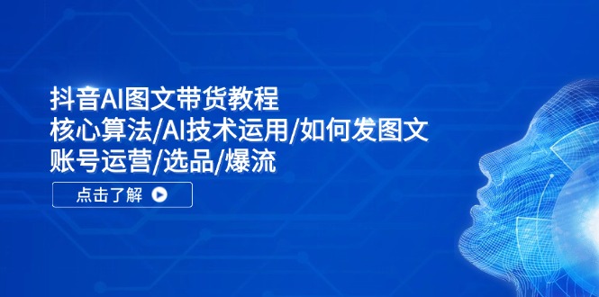 抖音AI图文带货教程：核心算法/AI技术运用/如何发图文/账号运营/选品/爆流-AI网创